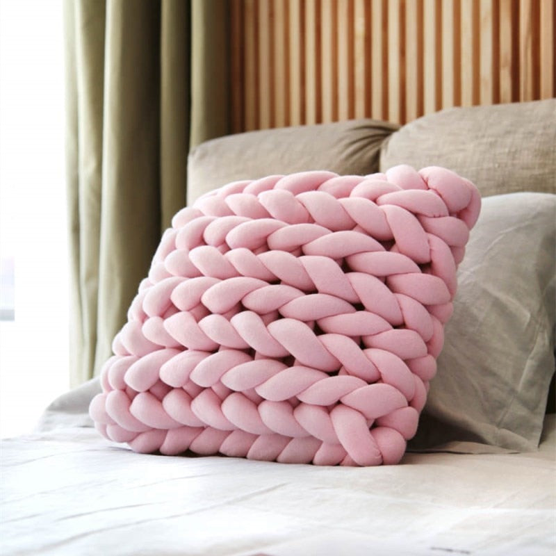 Braided Nordic Wool Pillow Handmade Knitting Cushions