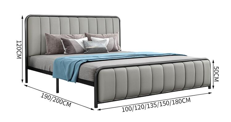 Metal Wrought Iron Leather Bed and Frame