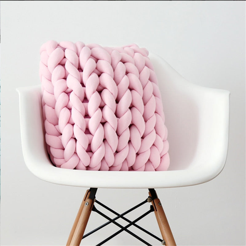 Braided Nordic Wool Pillow Handmade Knitting Cushions