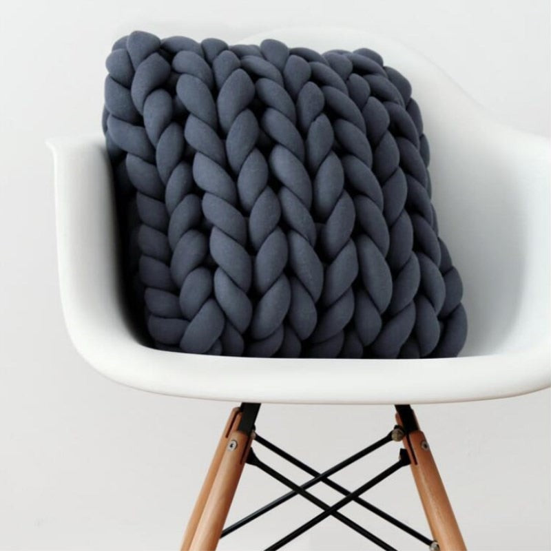 Braided Nordic Wool Pillow Handmade Knitting Cushions