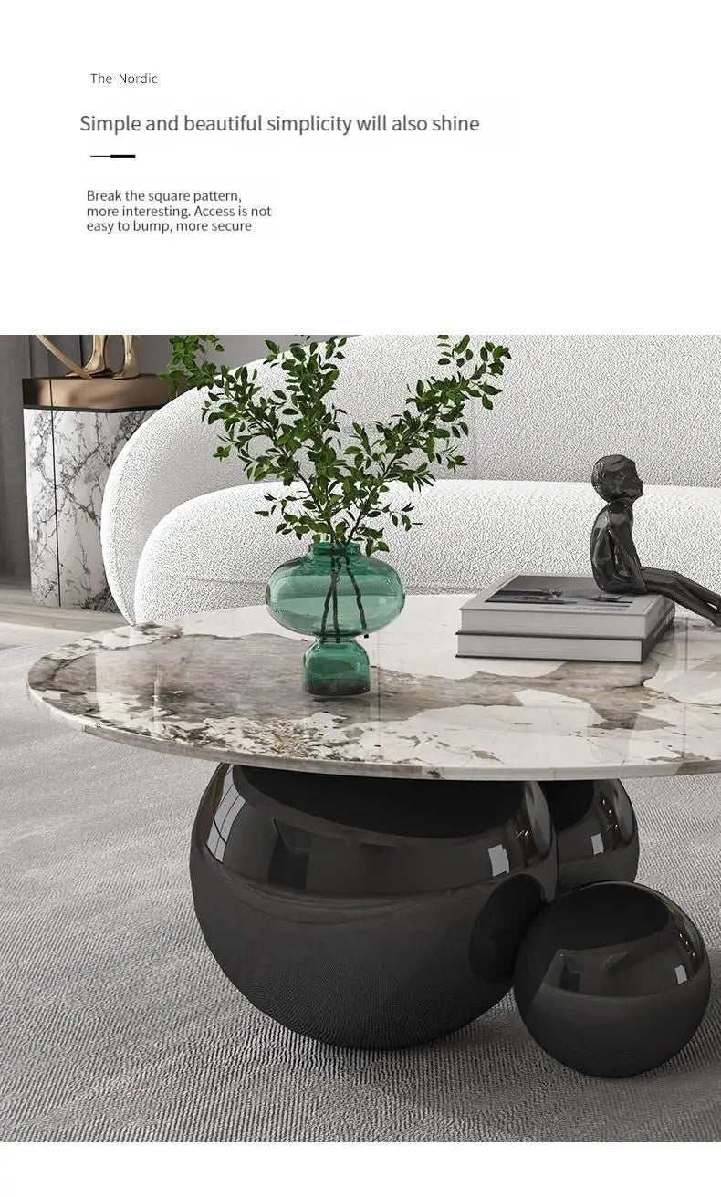 Modern Stainless Steel Base with Marble top Coffee Table