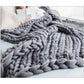 Wool Yarn Knitted Throw Blanket