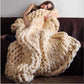 Wool Yarn Knitted Throw Blanket